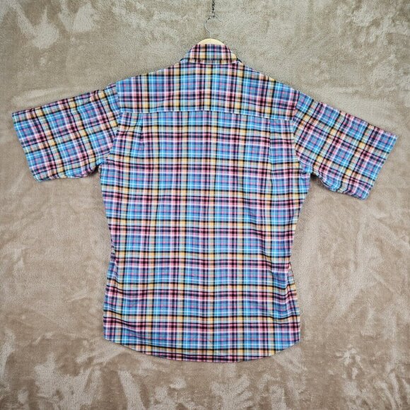 Bill & Blass Plaid Shirt Non Iron Button-Down Colorful Checkered Pattern Mens L - Picture 7 of 10